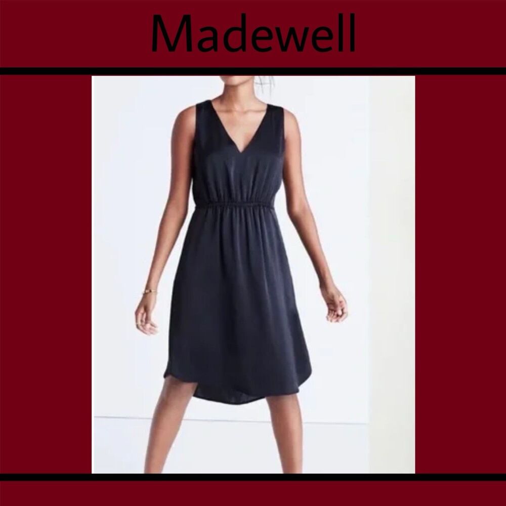 Madewell Satin Black Dress Sleeveless Sz 0